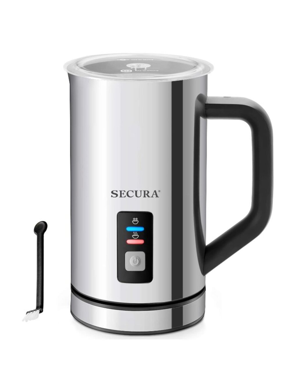 NIB  Secura Milk Frother, 16.9oz Automatic Hot/Cold Foam Maker, Stainless Steel